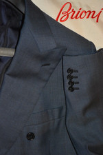 6k Brioni Blue Sharkskin Microweave Wool Suit Jacket Handmade Italy 44R Aurelio