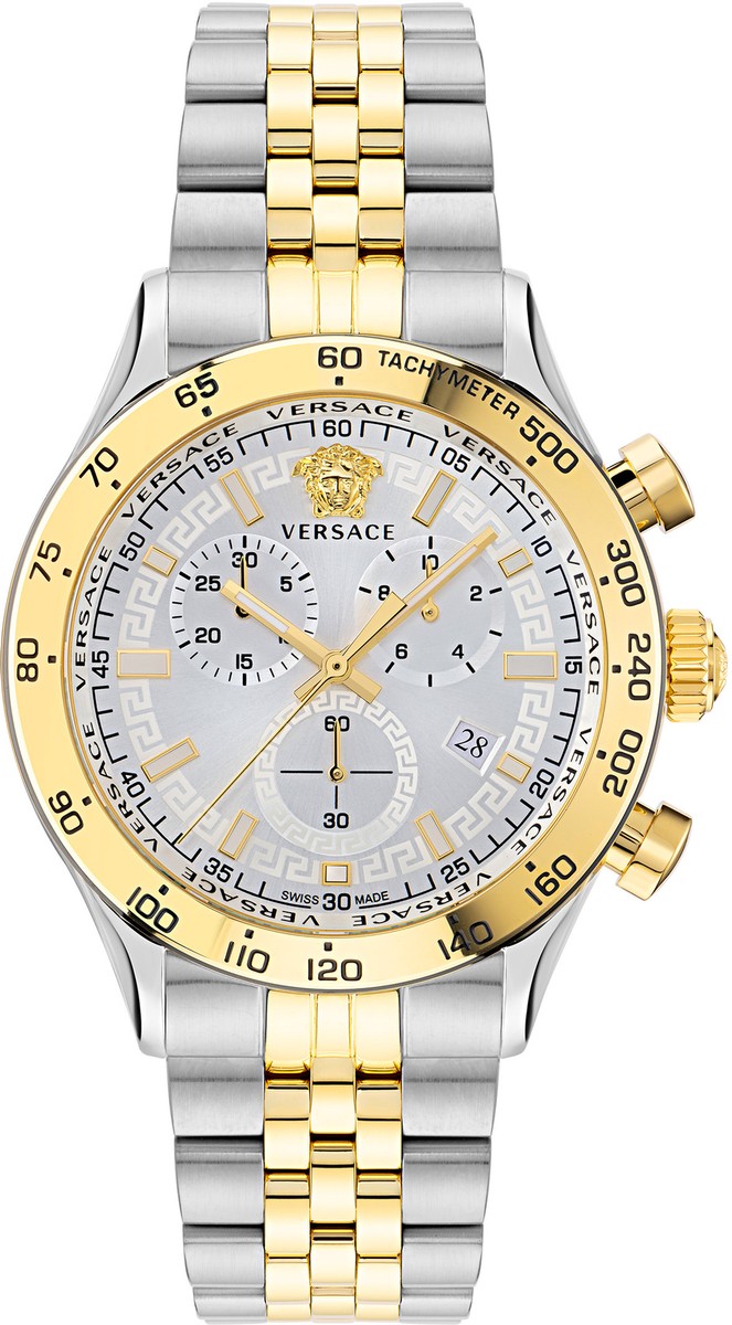Versace VE2U00422 Hellenyium Chrono white silver gold Steel Men's