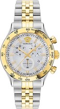 Versace VE2U00422 Hellenyium Chrono white silver gold Steel Men's Watch NEW