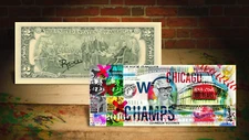 2016 CHICAGO CUBS World Champions Wrigley $2 Bill HAND-SIGNED by Artist RENCY