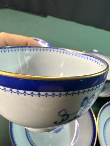 Copeland Spode NEWBURYPORT BLUE Teacup & Saucer, England Mint Vintage 3cup 5sauc - Picture 5 of 11