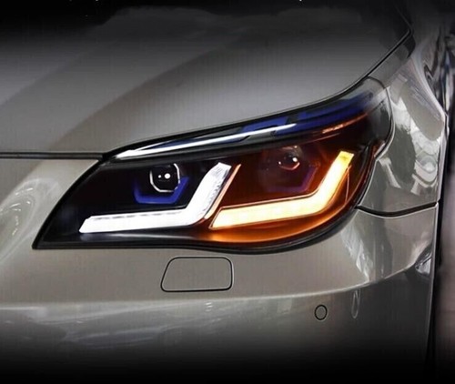 Pair For BWM 5er E60 E61 2003-2010 LED DRL Headlights Double Beam Lens Projector - Picture 7 of 14