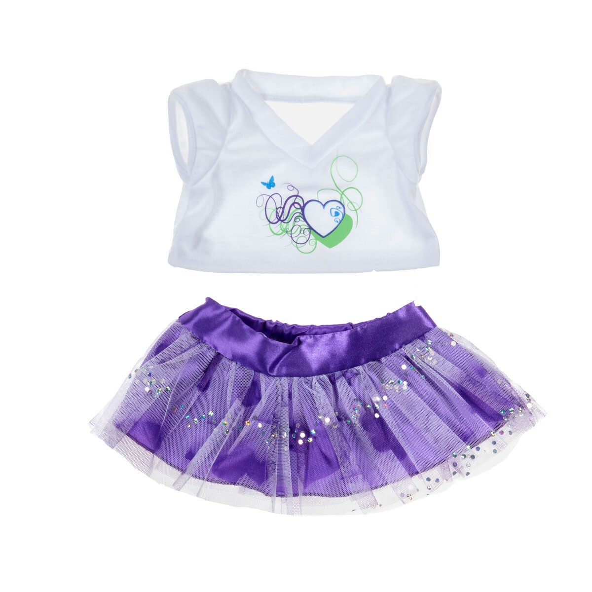 Purple Hearts Skirt and Shirt Teddy Bear Clothes Fits Most 14