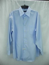 ARROW Fitted Wrinkle Free 16.5 32/33 Lt. Blue L/S Cotton Blend Dress Shirt EUC