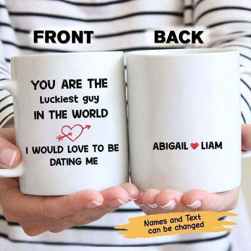 Luckiest Guy Funny Personalized Coffee Mug Love Gift Funny Mug Personalized