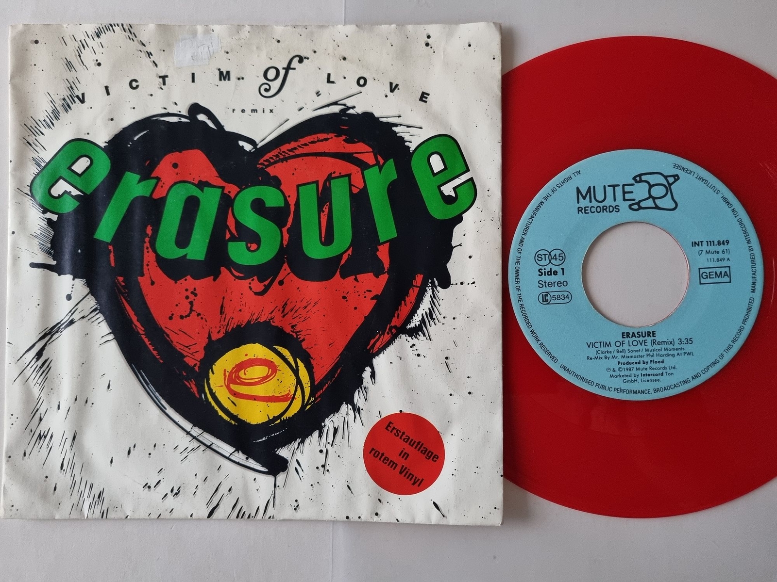 Erasure - Victim Of Love (Remix) 7'' RED VINYL/ READ FOR CONDITION!