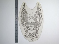 vtg 1960s 1970s Tattoo acetate stencil Skull Crossbones Wings Rose signed HAR4
