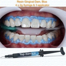 FGM Dental Top Dam Resin Gingival Dam Light Cure, Blue 4 x 2g Syringe & 3 tips