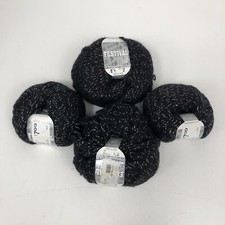Lot Of 4 New Balls Of Feza Festival Yarn Acry/moahair/tinsel 50g Black W/Silver