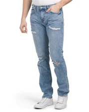 True Religion Geno Renegade Relaxed Slim Fit Jean in Light Breaker Rips Size 33