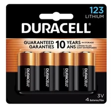 Duracell 123 Lithium Batteries 3V Pack of 4 EXP 2034 FACTORY SEALED