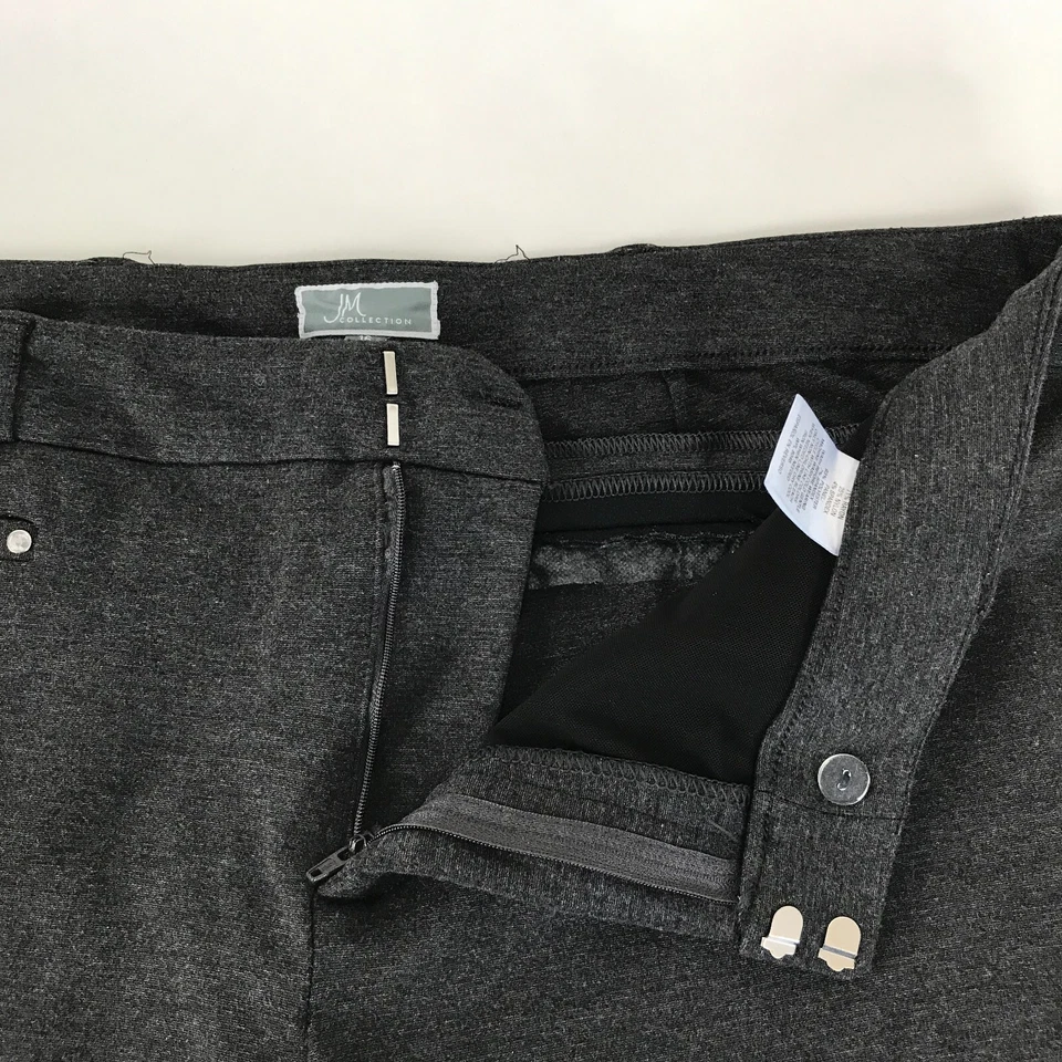 Pantalón de pierna ancha JM Collection para mujer talla grande 16 gris elástico cremallera tiro alto Foto 2 de 4