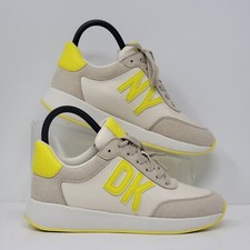 DKNY Women's Size 8 OAKS LOGO Lace Up Lifestyle Casual Shoes Beige Yellow New