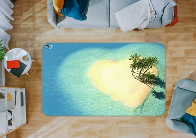 3D Heart Beach ZHUA47 Game Non Slip Rug Mat Photo Carpet Zoe