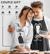 Mr  Mrs Aprons for Couples, 8 Pack Kitchen Apron Gift Set, Anniversary Wedding