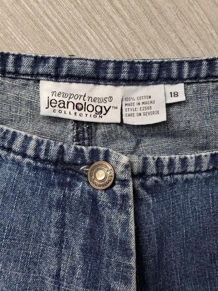 Pantalones de mezclilla rectos azules 18 vintage Newport News Jeanology para mujer 34x30 Plus Foto 3 de 4