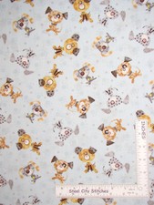 Good Doggie Puppy Dog Pawprints Lt Blue Cotton Fabric Blank Textiles By The Yard