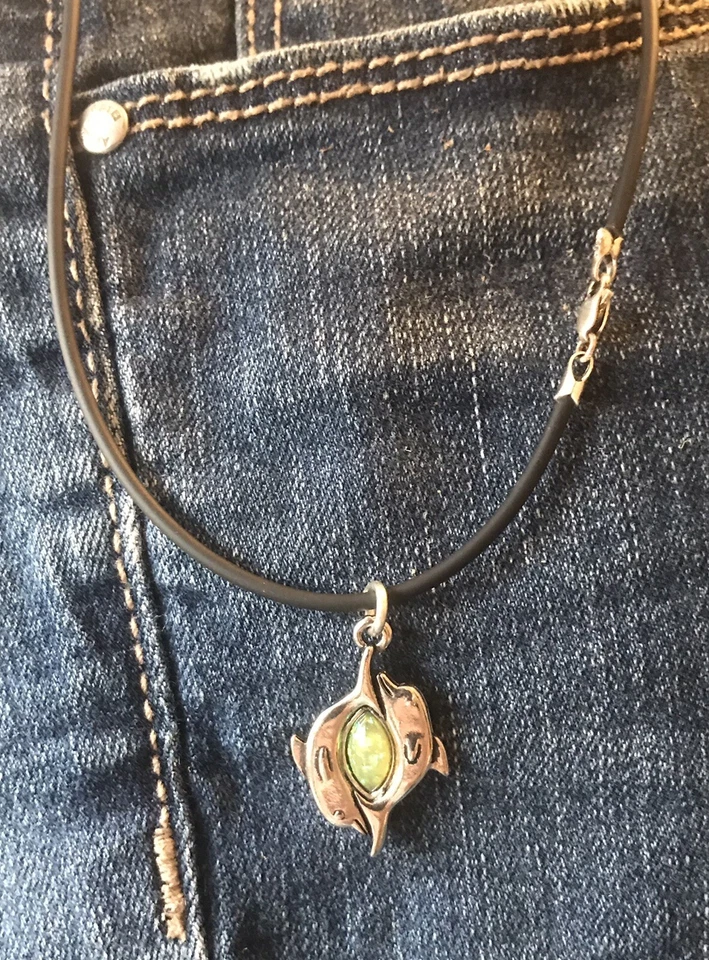 Collar Colgante Doble Plata Delfín/Ópalo * Amante de los Delfines* Regalo * Foto 2 de 4