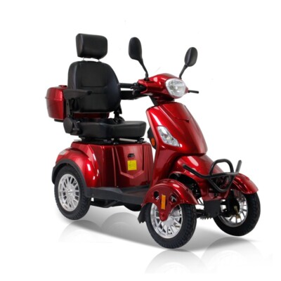 Heavy Duty 4-Wheel Mobility Scooter 31 Miles 3-Speed 800W 500lbs Capacity Red