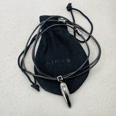 Links of London Rogue Tusk Anhänger Sterlingsilber an Lederband massiv & schwer