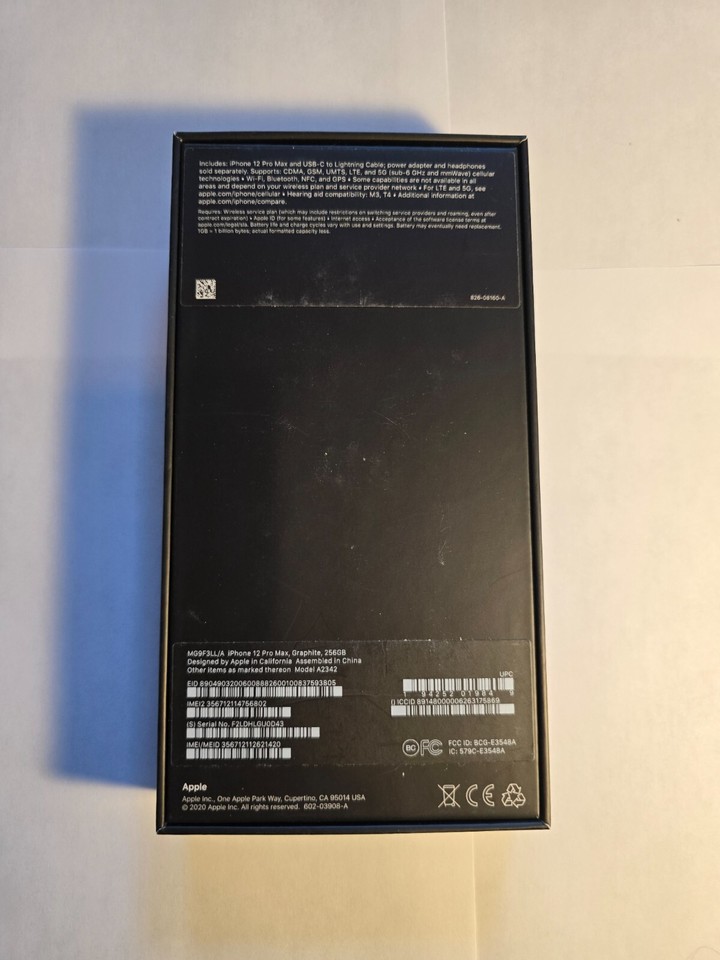 Apple iPhone 12 Pro Max 256GB GRAPHITE (Unlocked) ORIGINAL PACKAGING