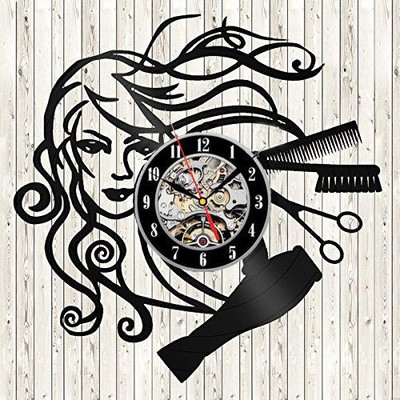Barber Hair Beauty Salon Vinyl Wall Clock Hairdresser ...
