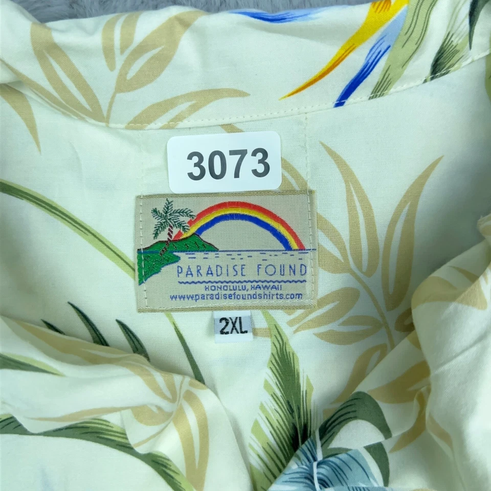 Paradise нашли рубашка мужская 2XL гавайский цветочный Алоха коротким рукавом на пуговицах - Изображение 2 из 4