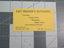 vtg Tattoo business card - Fast Freddie's Columbus GA