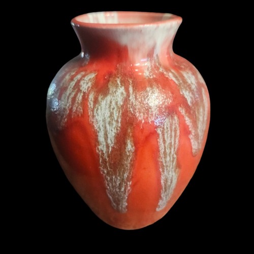Studio Art Pottery 6" Vase Red with White Brown Drip Glaze Flower Bud Vessel - Picture 3 of 13