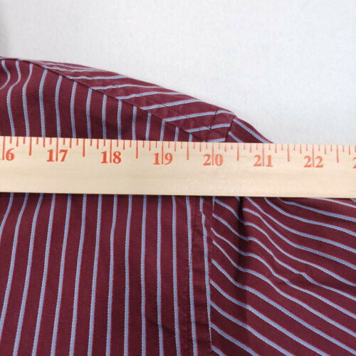 Gap Fitted Burgundy Striped Shirt Mens XL 17-17.5 Cotton L/S Button Front - Picture 8 of 11