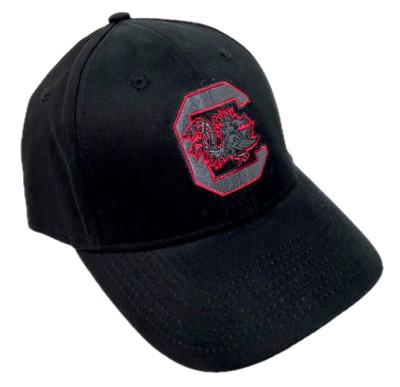 UNIVERSITY OF SOUTH CAROLINA GAMECOCKS BLACK CURVED BILL ADJUSTABLE HAT CAP MVP
