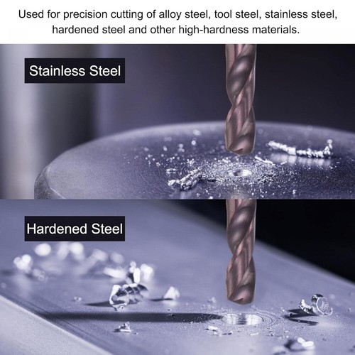 HRC65 TiCN Coated Solid Carbide Drill Bit - 2-Flute CNC Tungsten 1.0mm-4.0mm - Picture 2 of 4