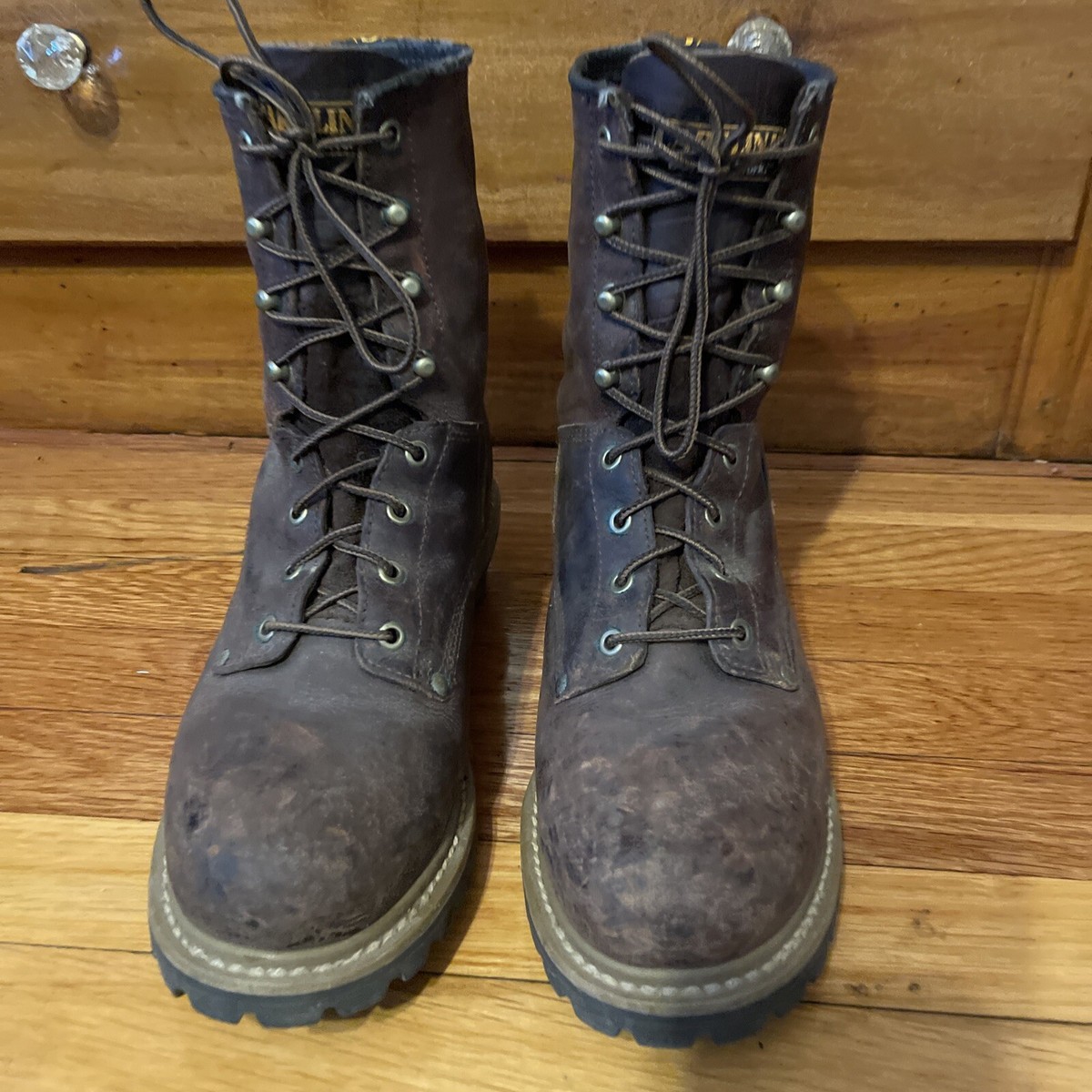 Carolina Men's US Elm Logger Leather Steel Toes Boots Brown CA821