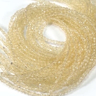 Czech Fire Polished Round Faceted Glass Beads in Light Blond Topaz, 16  str, 3mm