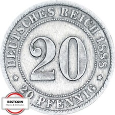J 6  20 Pfennig KAISERREICH von 1888 F in SS-VZ  927209