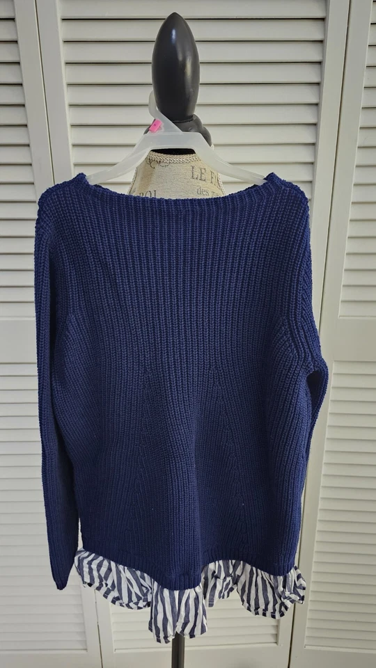 Suéter azul con volantes a rayas talla 16 Crewcuts para niñas ¡NUEVO SIN ETIQUETAS, HERMOSO!! Foto 4 de 4