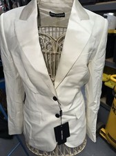 NWT Dolce & Gabbana Wool/Silk Cream Button Blazer Size 42