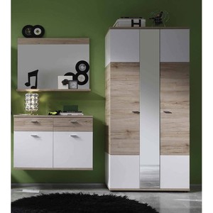 Garderoben Set Kleiderschrank Hangend Schuhschrank Spiegel Eiche San Remo Weiss Ebay