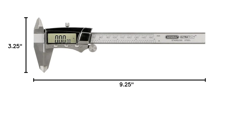 General Tools Digital Caliper #147 6" Precision Measuring Tool Stainless Steel - Image 3 of 3