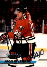 Jocelyn Lemieux Signed Auto 1993-94 Topps Stadium Club card Chicago Blackhawks