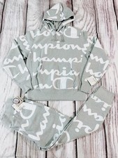 Champion Man 2pcs Set Hoodie Jogger Black AOP Color gray sz Large NWT E