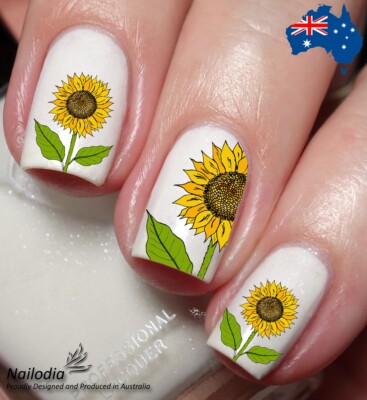 Nail Art Water Transfer Stickers Decal Pretty Sunflowers KoB