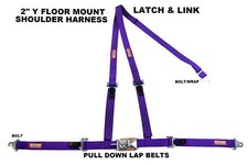 Racerdirect 2 Latch Link Y Floor Mount Harness. 3 Point Buggy Belt Purple