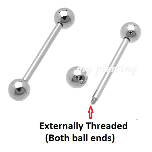 Piercing Langue Ou Téton 14G Acier Chirurgical – Barbell Boules 5mm 12-20mm – Bijoux Hypoallergéniques Homme Femme