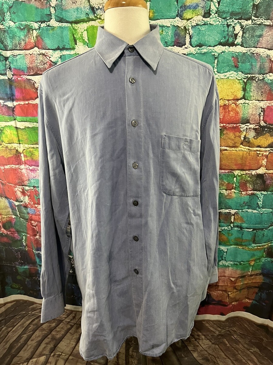 Ermenegildo Zegna Long Sleeve Button Front Shirt 50% Cotton 50
