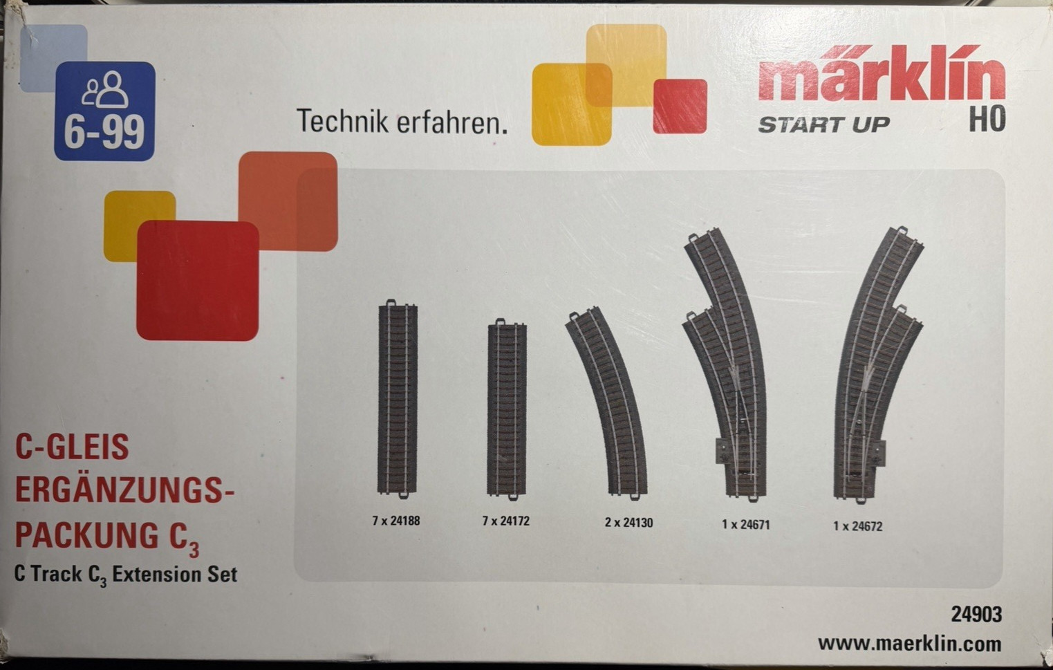 Märklin 24903 coffret voies complémentaire C3 pour agrandir un circuit train HO
