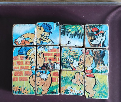 Holz Würfelpuzzle 8-teilig Bilderwürvel von Waltdisney Vintage