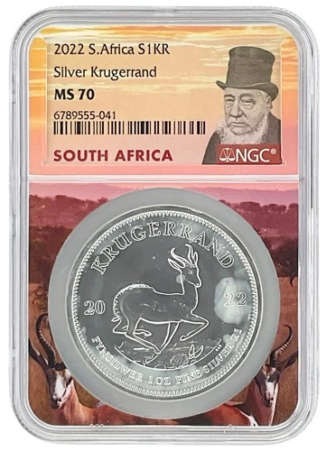 2022 South Africa 1oz Silver Krugerrand NGC MS70 Kruger Core HAZED / TONED