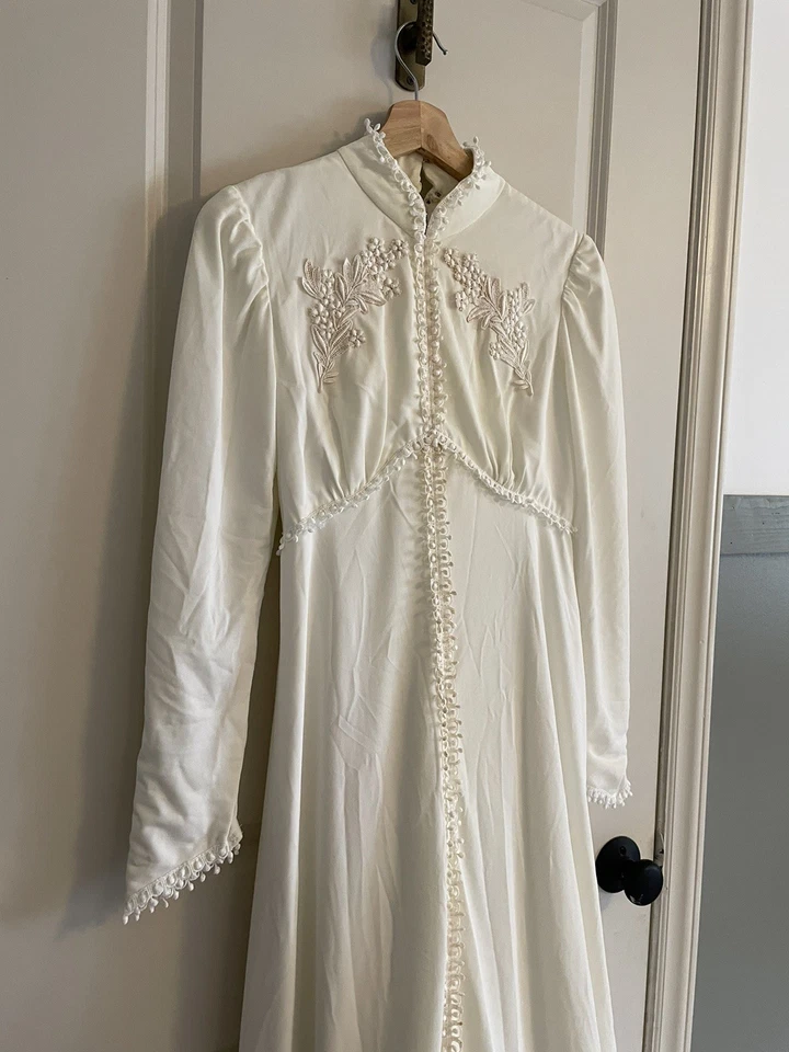 Vestido de Novia Vintage Boda Para Mujer Talla XS Marfil Largo Boho Imperio Cintura Manga Foto 4 de 4