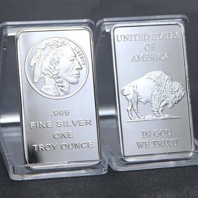#ad 1 Troy oz Buffalo Design .999 Fine Silver Bullion Bar Sealed $59.79